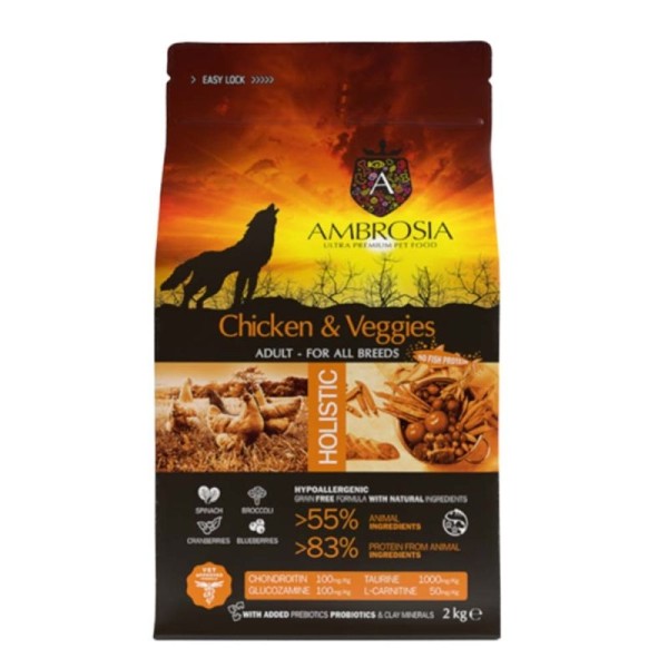 AMBROSIA GF DOG ADULT FRESH CHICKEN & VEGIES 2Kg AMBROSIA GF DOG ADULT FRESH CHICKEN & VEGIES 2Kg