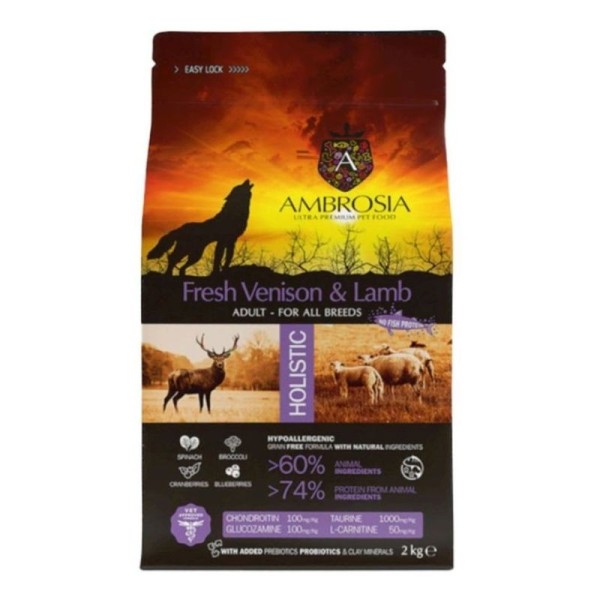 AMBROSIA GF DOG ADULT FRESH VENISON & LAMB 2Kg AMBROSIA GF DOG ADULT FRESH VENISON & LAMB 2Kg