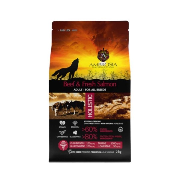 AMBROSIA GF DOG ADULT BEEF & FRESH SALMON 2Kg AMBROSIA GF DOG ADULT BEEF & FRESH SALMON 2Kg