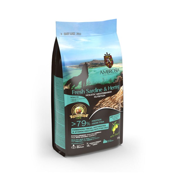 AMBROSIA MEDITERRANEAN DIET GF PUPPY FRESH SARDINE & HERRING 5KG