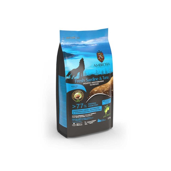 AMBROSIA MEDITERRANEAN DIET GF ADULT FRESH SARDINE & TUNA 1.5KG AMBROSIA MEDITERRANEAN DIET GF ADULT FRESH SARDINE & TUNA 1.5KG