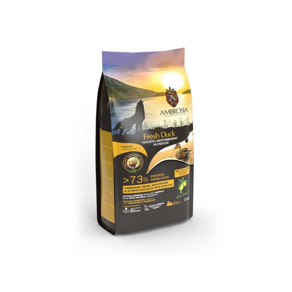 AMBROSIA MEDITERRANEAN DIET GF FRESH DUCK 1.5KG ADULT SENSITIVE AMBROSIA MEDITERRANEAN DIET GF FRESH DUCK 1.5KG ADULT SENSITIVE