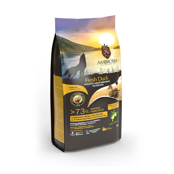 AMBROSIA MEDITERRANEAN DIET GF ADULT DUCK SENSITIVE FRESH 5KG AMBROSIA MEDITERRANEAN DIET GF ADULT DUCK SENSITIVE FRESH 5KG