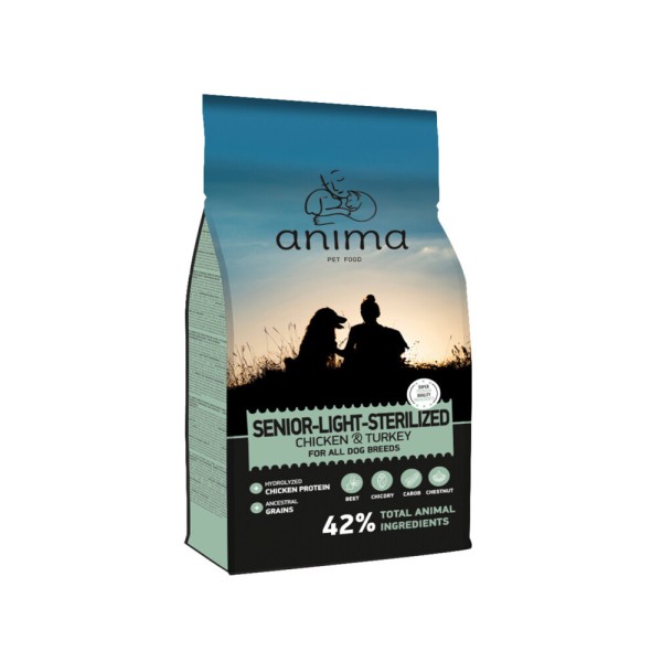 ANIMA SENIOR LIGHT STERILISED CHICKEN & TURKEY 14kg ANIMA SENIOR LIGHT STERILISED CHICKEN & TURKEY 14kg
