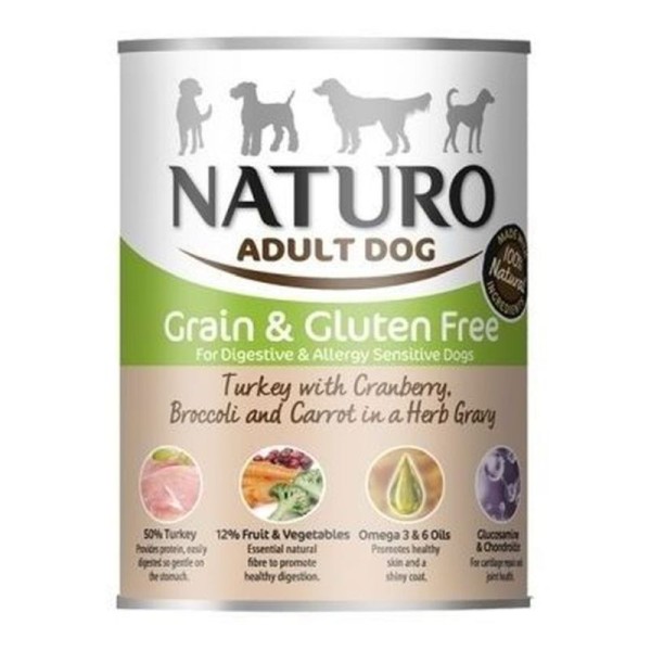 NATURO DOG G.F. TURKEY, CRANBERRY, BROCCOLI, CAROTS, HERBS 390gr