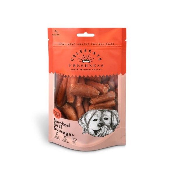CELEBRATE GRAIN FREE SMOKED BEEF SAUSAGES 100GR ..