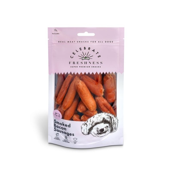 CELEBRATE GRAIN FREE SMOKED BACON SAUSAGES 100GR .. CELEBRATE GRAIN FREE SMOKED BACON SAUSAGES 100GR ..