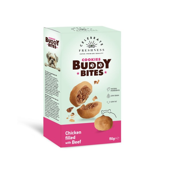 CELEBRATE COOKIES BUDDY BITES CHICKEN FILLED WITH BEEF 150gr CELEBRATE COOKIES BUDDY BITES CHICKEN FILLED WITH BEEF 150gr