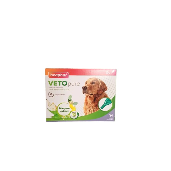 BEAPHAR VETOPURE SPOT-ON DOG M-L >15KG (6PIP.) BEAPHAR VETOPURE SPOT-ON DOG M-L >15KG (6PIP.)