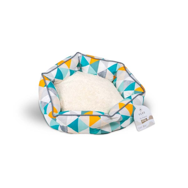 GLEE ΚΡΕΒΑΤΙ ΕΞΑΓΩΝΟ GRAPHIC ΤΥΡΚΟΥΑΖ ΛΕΥΚΟ SM 53x53x18cm