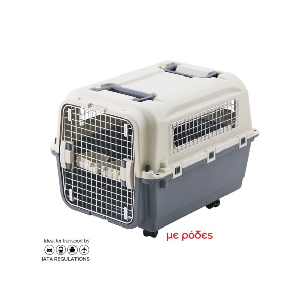 GLEE PET CARRIER ICARUS GREY L67.5 x W51 x H52.8cm ΜΕ ΡΟΔΕΣ