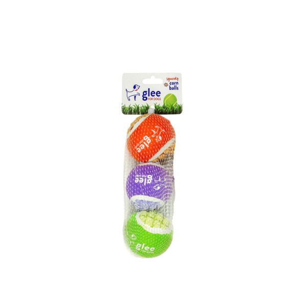 GLEE ΠΑΙΧΝΙΔΙ ΣΚΥΛΟΥ SQUEAKY CORN BALLS MULTICOLOR 6CM 3PCS