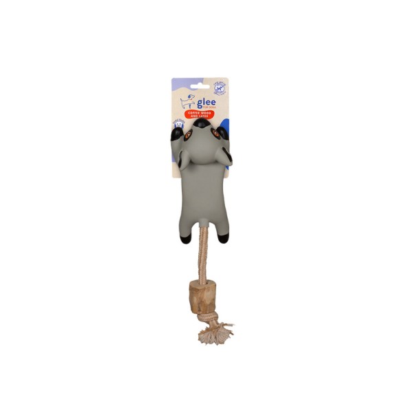 GLEE ΠΑΙΧΝΙΔΙ ΣΚΥΛΟΥ RUNNING LATEX RACCOON WITH COFFEE WOOD 30cm