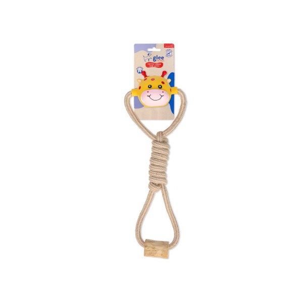 GLEE ΠΑΙΧΝΙΔΙ ΣΚΥΛΟΥ GIRAFFE TWISTED ROPE WITH COFFEE WOOD 38cm GLEE ΠΑΙΧΝΙΔΙ ΣΚΥΛΟΥ GIRAFFE TWISTED ROPE WITH COFFEE WOOD 38cm