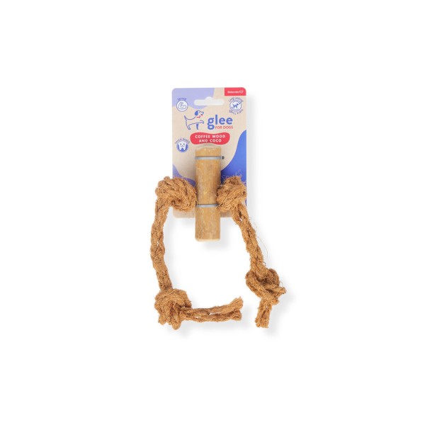 GLEE ΠΑΙΧΝΙΔΙ ΣΚΥΛΟΥ COFFEE WOOD STICK WITH COCO ROPE CHEW S 40cm GLEE ΠΑΙΧΝΙΔΙ ΣΚΥΛΟΥ COFFEE WOOD STICK WITH COCO ROPE CHEW S 40cm