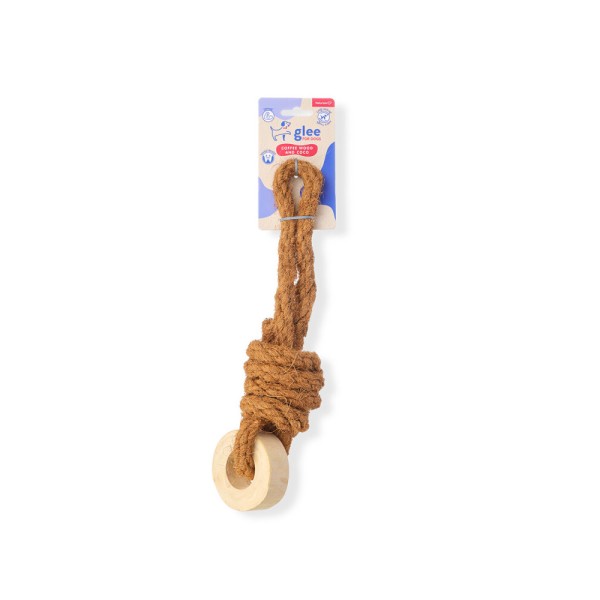 GLEE ΠΑΙΧΝΙΔΙ ΣΚΥΛΟΥ COFFEE WOOD TYRE WITH COCO ROPE CHEW 38cm GLEE ΠΑΙΧΝΙΔΙ ΣΚΥΛΟΥ COFFEE WOOD TYRE WITH COCO ROPE CHEW 38cm