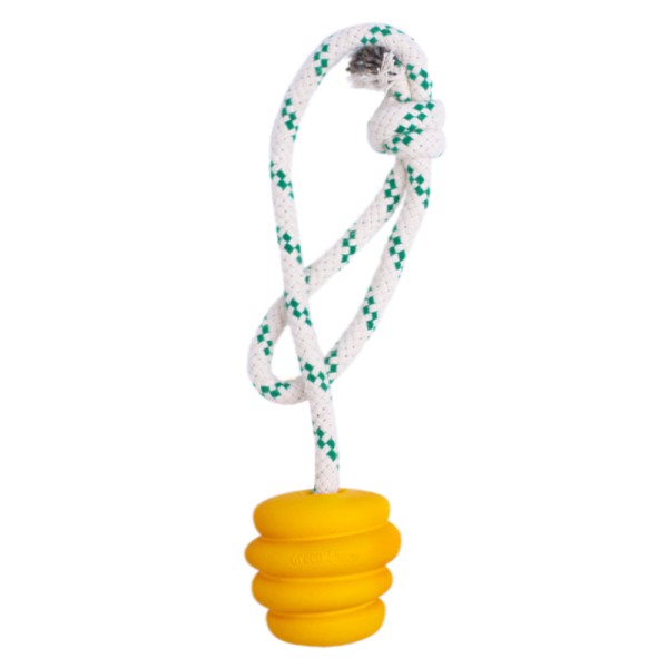 GREEN SHEEP SMALL NATURAL RUBBER BALL ROPE TOY-YELLOW