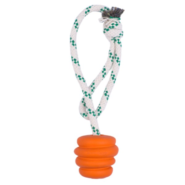 GREEN SHEEP SMALL NATURAL RUBBER BALL ROPE TOY-ORANGE