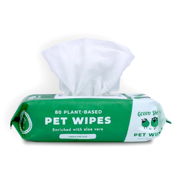 GREEN SHEEP PLANT BASED FABRIC PET WIPES-80PCS GREEN SHEEP PLANT BASED FABRIC PET WIPES-80PCS
