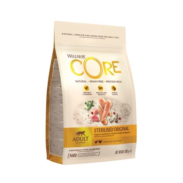 WELLNESS CORE CAT STERILIZED CHICKEN&TURKEY 300GR WELLNESS CORE CAT STERILIZED CHICKEN&TURKEY 300GR