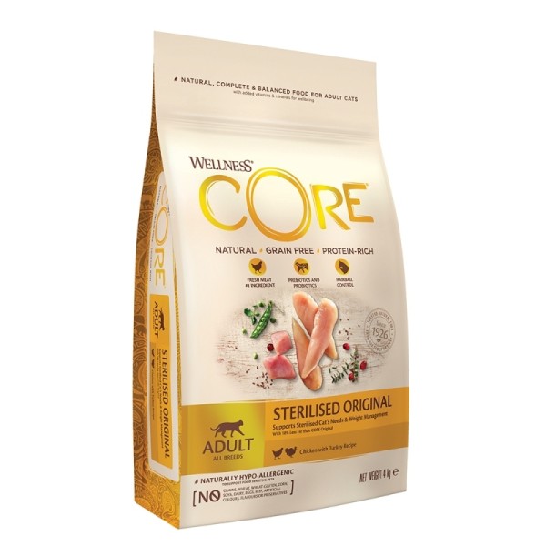 WELLNESS CORE CAT STERILIZED CHICKEN&TURKEY 4KG Γάτα