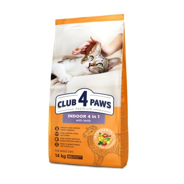 CLUB 4 PAWS CAT ADULT INDOOR 4IN1 ΑΡΝΙ 2KG