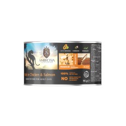 AMBROSIA WET FOOD CAN CHICKEN & SALMON WITH PAPAYAS 195gr