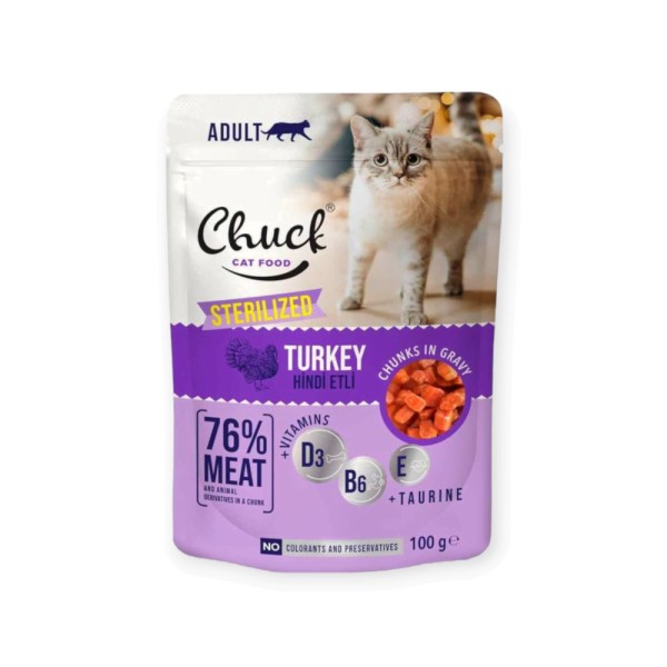 CHUCK POUCHES STERILISED TURKEY 100GR CHUCK POUCHES STERILISED TURKEY 100GR