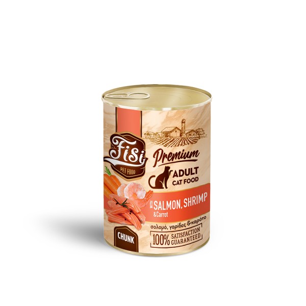 FISI CAT ADULT ΣΟΛΟΜΟΣ ΜΕ ΓΑΡΙΔΑ & ΚΑΡΟΤΟ ΣΕ ΣΑΛΤΣΑ 400gr FISI CAT ADULT ΣΟΛΟΜΟΣ ΜΕ ΓΑΡΙΔΑ & ΚΑΡΟΤΟ ΣΕ ΣΑΛΤΣΑ 400gr