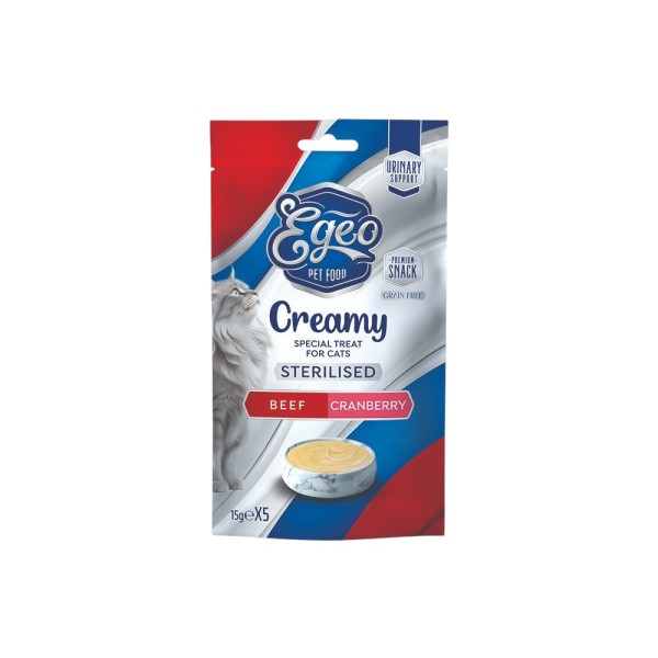 EGEO CAT CREAMY STERILIZED CHICKEN BEEF & CRANBERRY 5x15gr