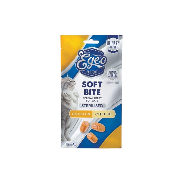 EGEO CAT SOFT BITES STERILIZED CHICKEN & CHEESE 3x10gr