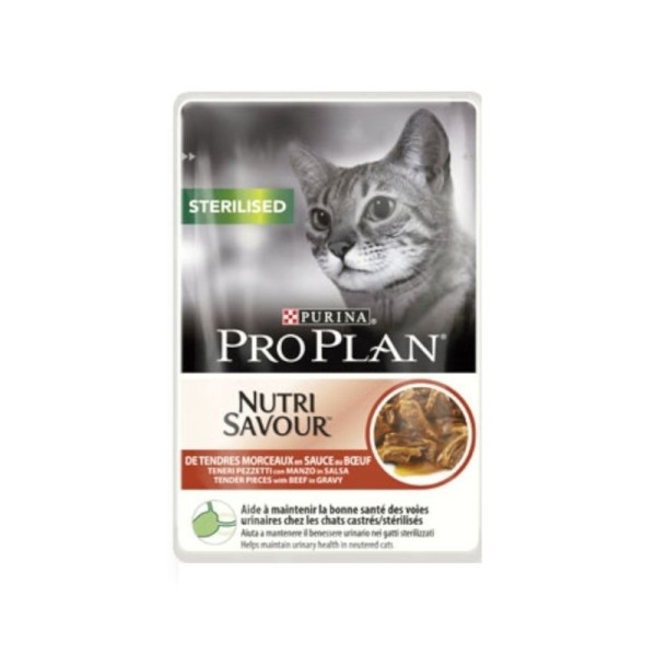 PRO PLAN STERILISED NUTRISAVOUR ΒΟΔΙΝΟ ΣΕ ΣΑΛΤΣΑ 85gr