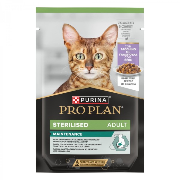 PRO PLAN STERILISED Cat Γαλοπούλα σε ζελέ 26X85GR