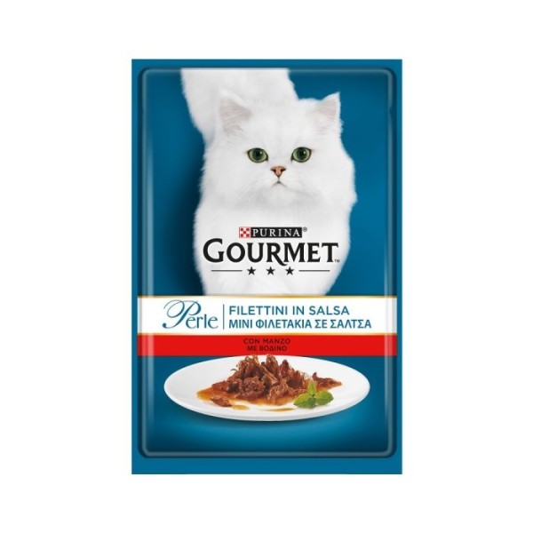 GOURMET PERLE ΦΙΛΕΤΑΚΙΑ ΒΟΔΙΝΟ ΜΕ ΣΑΛΤΣΑ 26Χ85GR