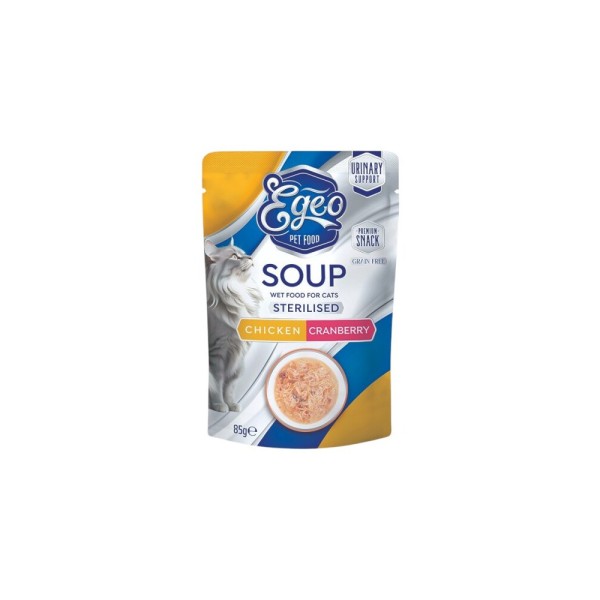 EGEO CAT SOUP STERILIZED CHIKEN & CRANBERRY 85gr EGEO CAT SOUP STERILIZED CHIKEN & CRANBERRY 85gr