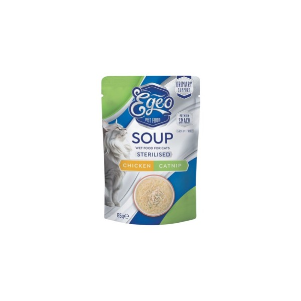 EGEO CAT SOUP STERILIZED CHICKEN & CATNIP 85gr EGEO CAT SOUP STERILIZED CHICKEN & CATNIP 85gr