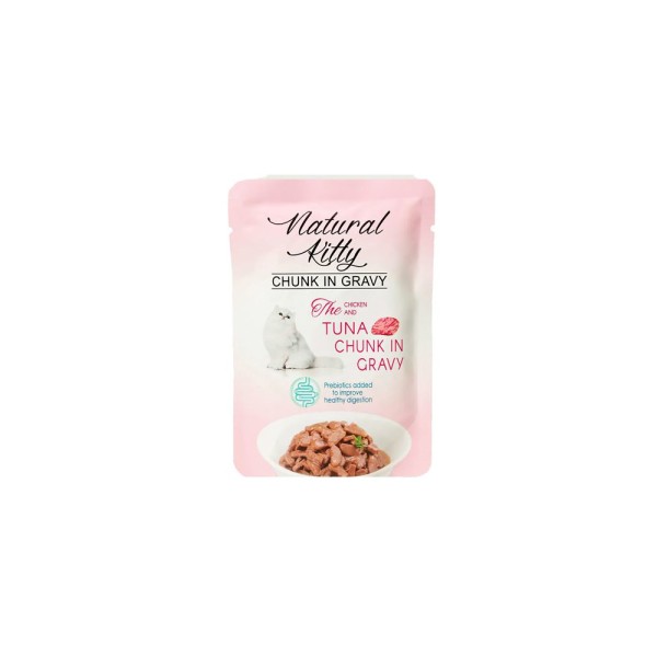 NATURAL KITTY CHICKEN TUNA GRAVY 85GR