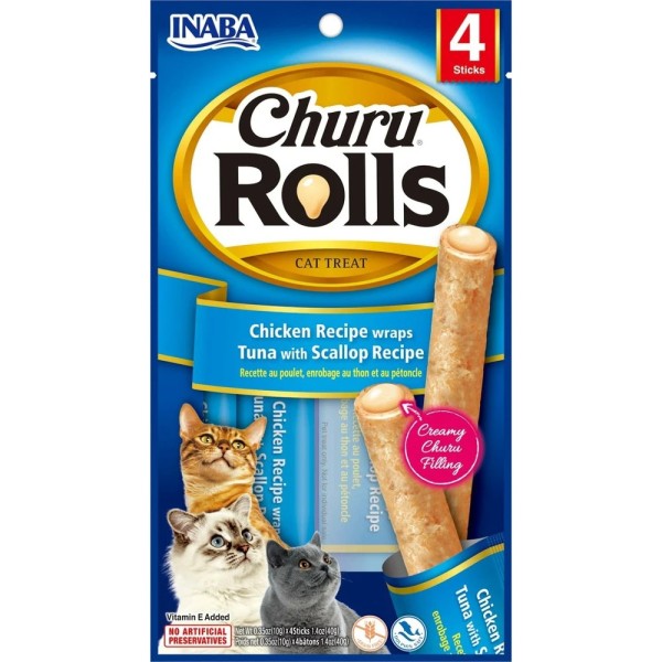 CHURU CAT ROLLS CHICKEN & TUNA & SCALLOPS 40GR