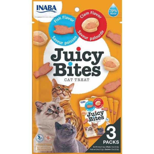 CHURU CAT JUICY BITES FISH & CLAM 33,9GR