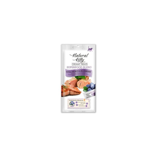 NATURAL KITTY CREAMY TUNA SALMON BLUBERRY 4X12GR