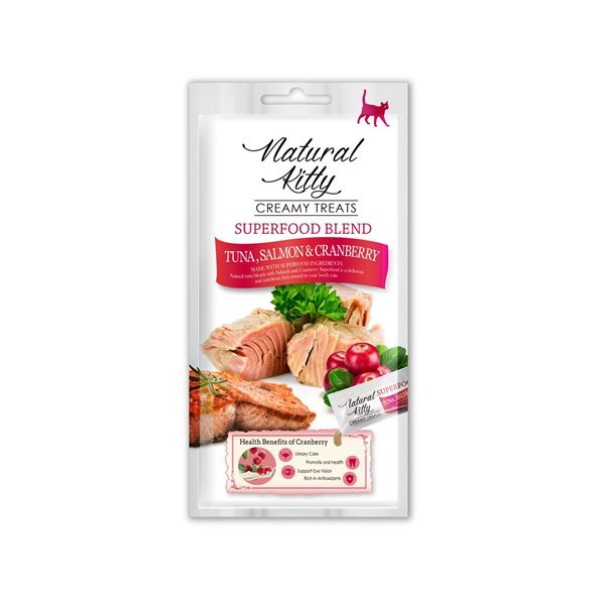 NATURAL KITTY CREAMY TUNA SALMON CRANBERRY 4X12GR
