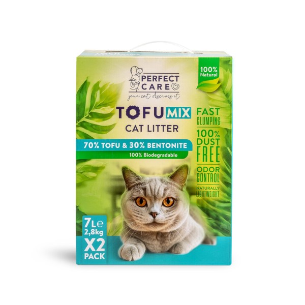 PERFECT CARE MIX TOFU CAT LITTER 70%TOFU 30%BENTONITE 14L(2X7L) PERFECT CARE MIX TOFU CAT LITTER 70%TOFU 30%BENTONITE 14L(2X7L)